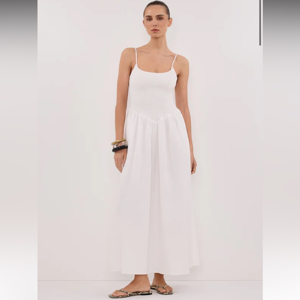DISSH White Maxi Sundress with Spaghetti Straps